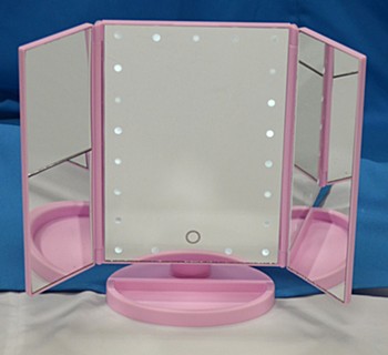LED三面ミラー ピンク (LED Three-sided Mirror Pink)