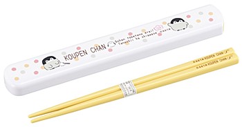 コウペンちゃん 引フタ箸箱セット 19.5cm ("Koupen-chan" Hikifuta Chopsticks Box Set 19.5cm)
