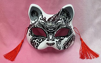 Half Mask Cat Mask (Four / Dragon)
