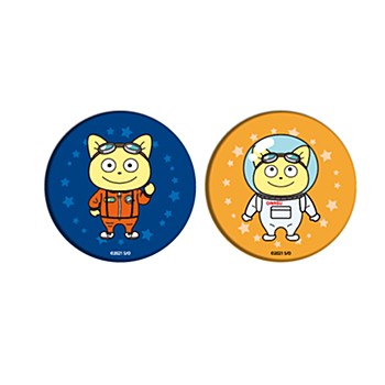 缶バッジ2個セット 宇宙なんちゃら こてつくん 01 ブルー&オレンジ (Can Badge 2 Set "Space Something Kotetsu-kun" 01 Blue & Orange)