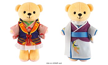 Kumamate "Haruka: Beyond the Stream of Time 3" (Original Edition) Kuma Plush & Costume Set Miko Set (Kasuga Nozomi & Kajiwara Saku)