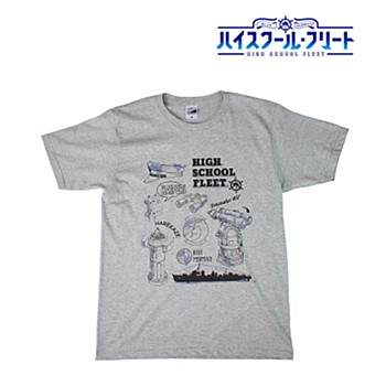 ハイスクール・フリート ラインアートTシャツ Mサイズ ("High School Fleet" Line Art T-shirt (M Size))