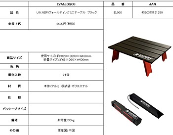 EVA&LOGOS U.N.NERVフォールディングミニテーブル ブラック ("Rebuild of Evangelion" Eva & Logos U.N.NERV Folding Mini Table Black)