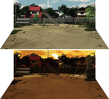 ジオラマシート mini W 公園セットA (Diorama Sheet mini W Park Set A)