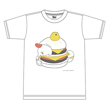 毎日でぶどり ハンバーガー Tシャツ ホワイト S ("Everyday Debudori" Hamburger T-Shits White (S Size))