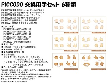 PICCODOシリーズ 交換用手セット 6種